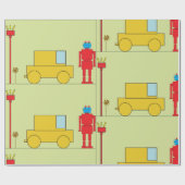 レトロロボット及び自動車 ラッピングペーパー (フラット)