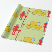 レトロロボット及び自動車 ラッピングペーパー (アンロールド)