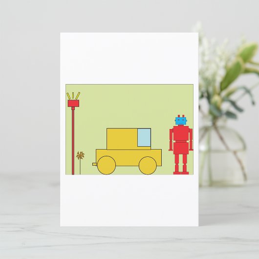 レトロロボット及び自動車 招待状