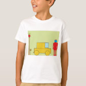 レトロロボット及び自動車 Tシャツ (正面)