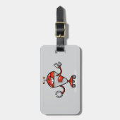 レトロロボット漫画おもしろい赤と銀AIボット ラゲッジタグ (正面縦)