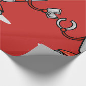 レトロロボット漫画おもしろい赤と銀AIボット ラッピングペーパー