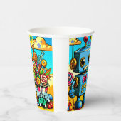 レトロロボット誕生日少年のカスタマイズ 紙コップ (右)