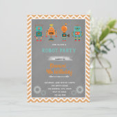 レトロロボット誕生日招待状 招待状 (スタンド正面)