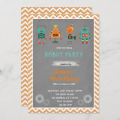 レトロロボット誕生日招待状 招待状 (正面/裏面)