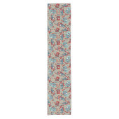 レトロロボット青と赤パターン(の模様が)ある ショートテーブルランナー (正面)