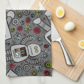 レトロロボット キッチンタオル (四つ折り)