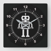 レトロロボット スクエア壁時計 (正面)