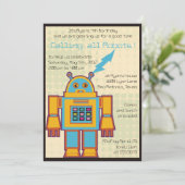 レトロロボット – 子供の誕生日招待–6 招待状 (スタンド正面)