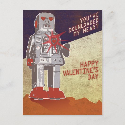 レトロロボット – 私のハートをダウンロード… ポストカード (正面)