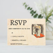 レトロロマンチックなカップル漫画をテーマ結婚にした 出欠カード (スタンド正面)