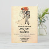 レトロロマンチックなカップル50s漫画ブック結婚ズ 招待状 (スタンド正面)