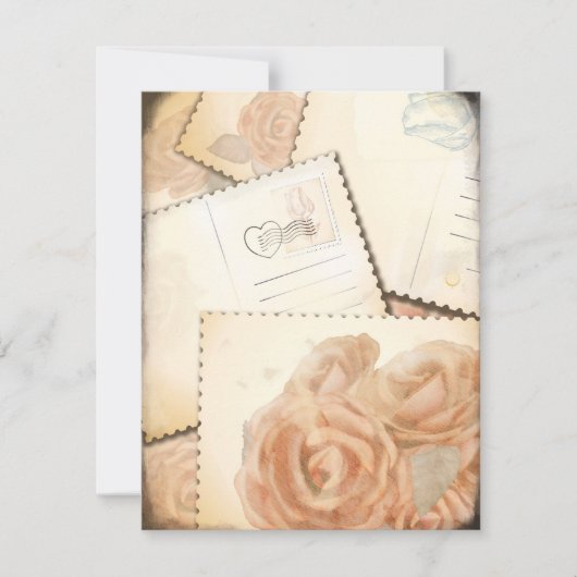 レトロロマンチックな背景、招待 招待状 (正面)