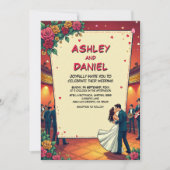 レトロロマンチックカップル漫画ブックスタイル結婚ズ 招待状 (正面)