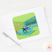 レトロロマンチックゲイカップルのシール スクエアシール (封筒)