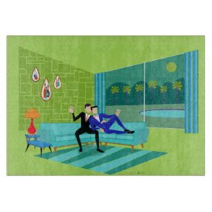 レトロロマンチックゲイカップルカッティングボード カッティングボード