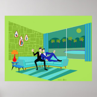 レトロロマンチックゲイカップル ポスター