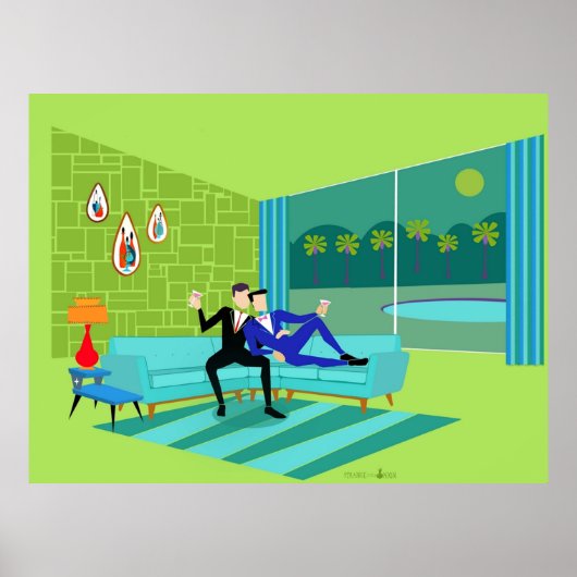 レトロロマンチックゲイカップル ポスター (正面)