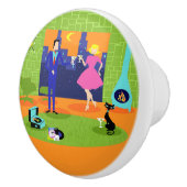 レトロロマンチック夕べカップルのセラミックプル セラミックノブ (右)