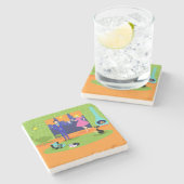 レトロロマンチック夕べカップルストーンコースター ストーンコースター (横)