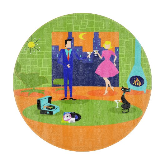 レトロロマンチック夕べカップル切断板 カッティングボード (正面)