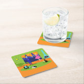 レトロロマンチック夕べカップル紙コースター スクエアペーパーコースター (インサイチュ)