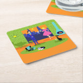 レトロロマンチック夕べカップル紙コースター スクエアペーパーコースター (アングル)