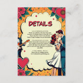 レトロロマンチック新郎新婦漫画スタイル結婚ズ エンクロージャーカード (正面)