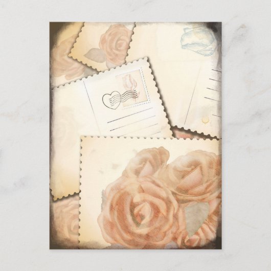 レトロロマンチック背景、はがき ポストカード (正面)
