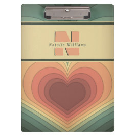 レトロロマンファンキーチモノグラムハートクリップボード クリップボード