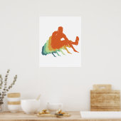 レトロロングジャンプトラック&フィールドオリンピックアスリートファン ポスター (キッチン)