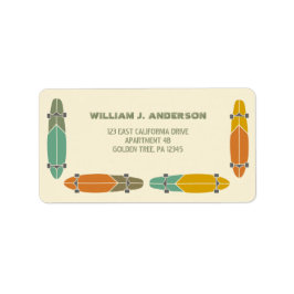 レトロロングボードスケートボード差出人住所 ラベル