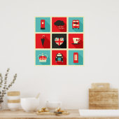 レトロロンドンコラージュのポスター ポスター (キッチン)