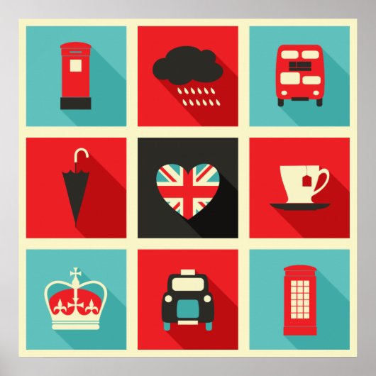 レトロロンドンコラージュのポスター ポスター (正面)