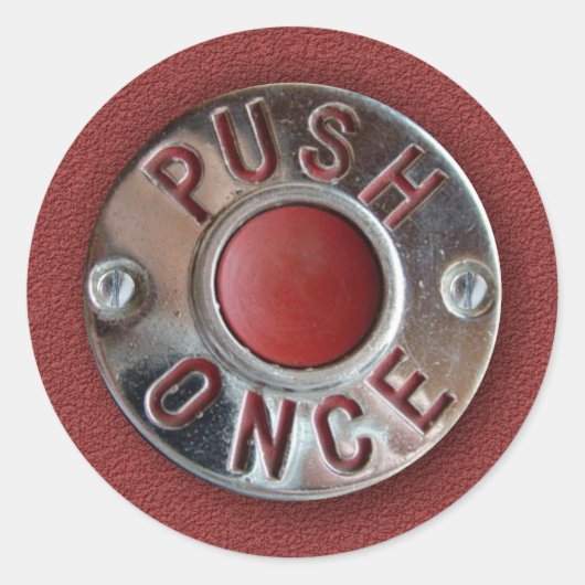 レトロロンドンバス「Push Once」リクストップスト ラウンドシール (正面)