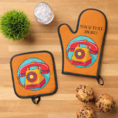 レトロロータリー電話ヴィンテージスタイルのパーソナライズ名 鍋つかみ&鍋敷きセット (トップダウン)