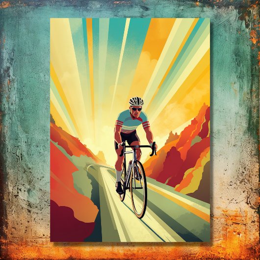 レトロロードサイクリストサイクリングバイク誕生日 招待状