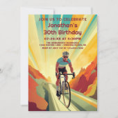 レトロロードサイクリスト バイク 誕生日 招待状 (正面)