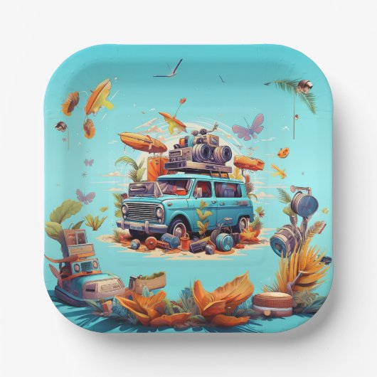 レトロロードトリップ ペーパープレート (正面)