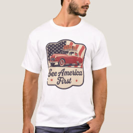 レトロロードトリップUSA 7月4日Patriotic Tシャツ