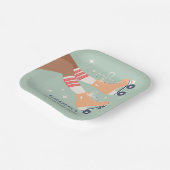 レトロローラスケートで滑るガールズバースデーパーティー ペーパープレート (傾斜あり)