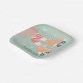 レトロローラスケートで滑るガールズバースデーパーティー ペーパープレート (傾斜あり)