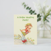 レトロローラスケートで滑るスケートパーティの招待状 招待状 (スタンド正面)