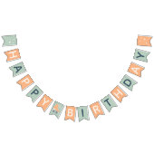 レトロローラスケートで滑るセージグリーンバースデーパーティー バンティングフラッグ