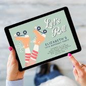 レトロローラスケートで滑るセージ誕生日パーティー 招待状