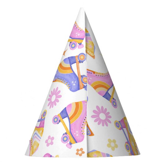 レトロローラスケートで滑るディスコ パーティーハット (裏面)