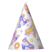 レトロローラスケートで滑るディスコ パーティーハット (正面)