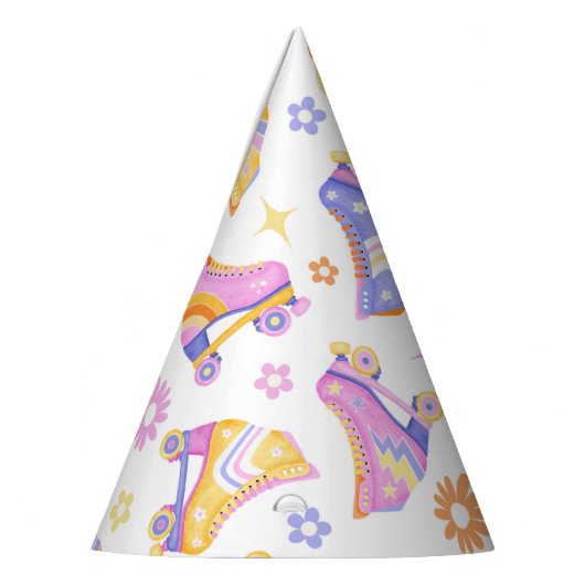 レトロローラスケートで滑るディスコ パーティーハット (左)