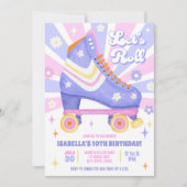 レトロローラスケートで滑るパーティー 招待状 (正面)