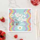 レトロローラスケートで滑るレインボー誕生日ナプキンス スタンダードランチョンナプキン (インサイチュ)